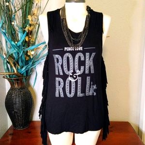 Peace Love and Rock and Roll mouise Rock's Roller coaster tank top Studded